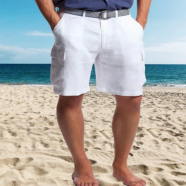 Multi-pocket Straight Plain Comfortable Breathable Shorts