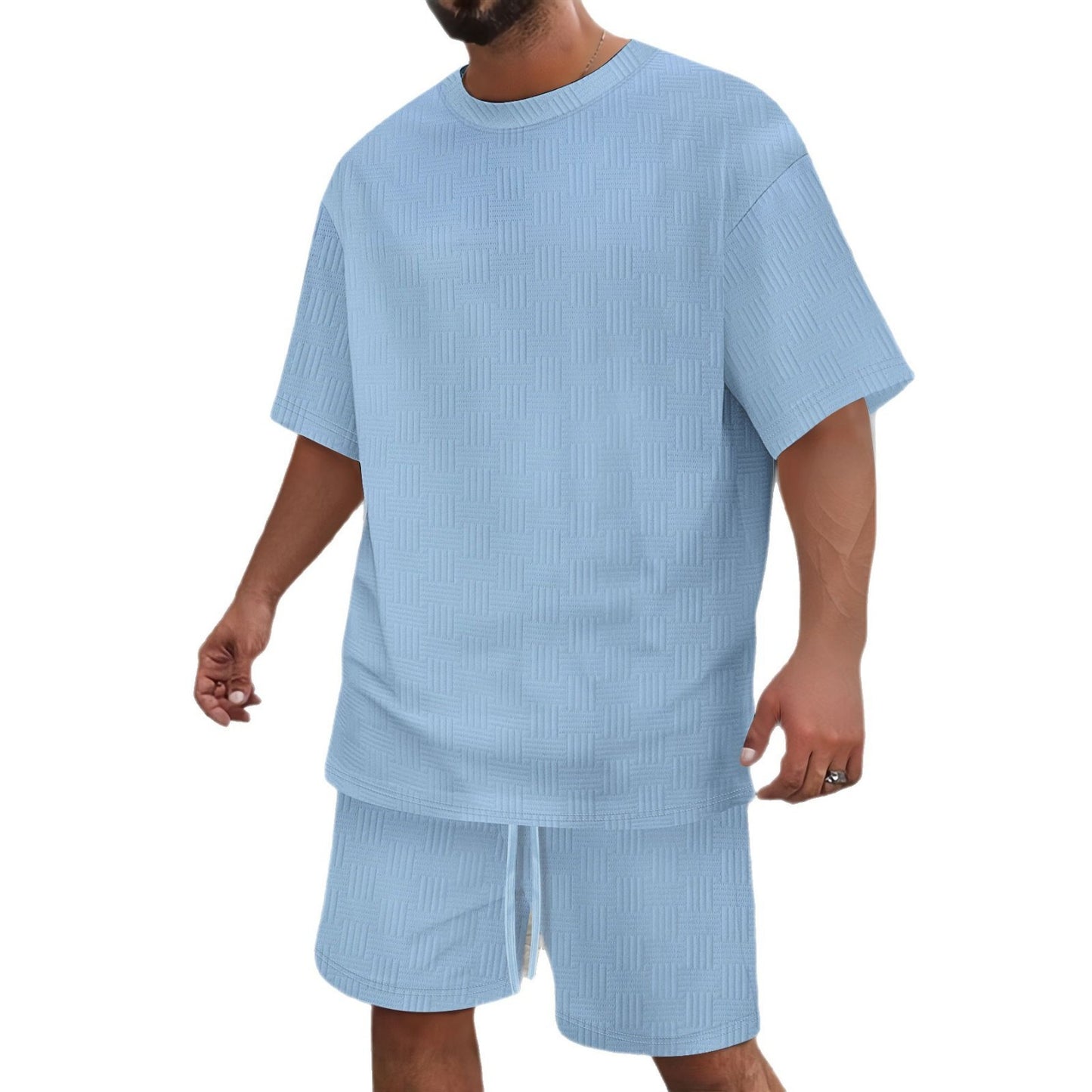 Men's Crew Neck Shirt Shorts Casual Set