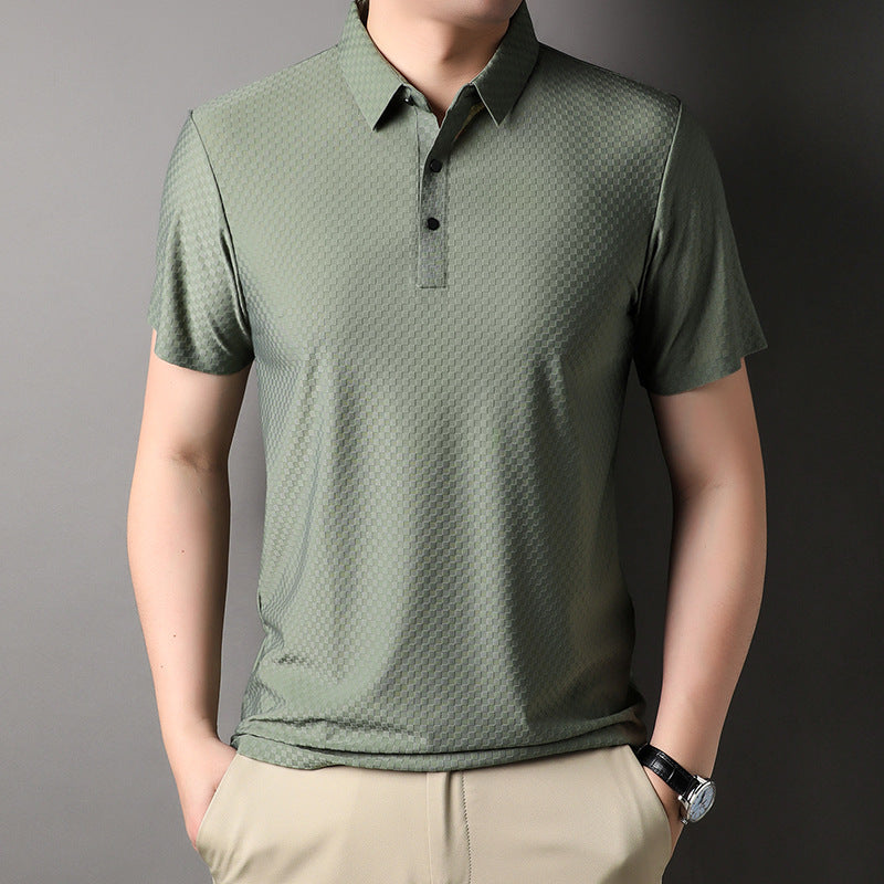 Men's Jacquard Square Short-sleeved Polo Shirt