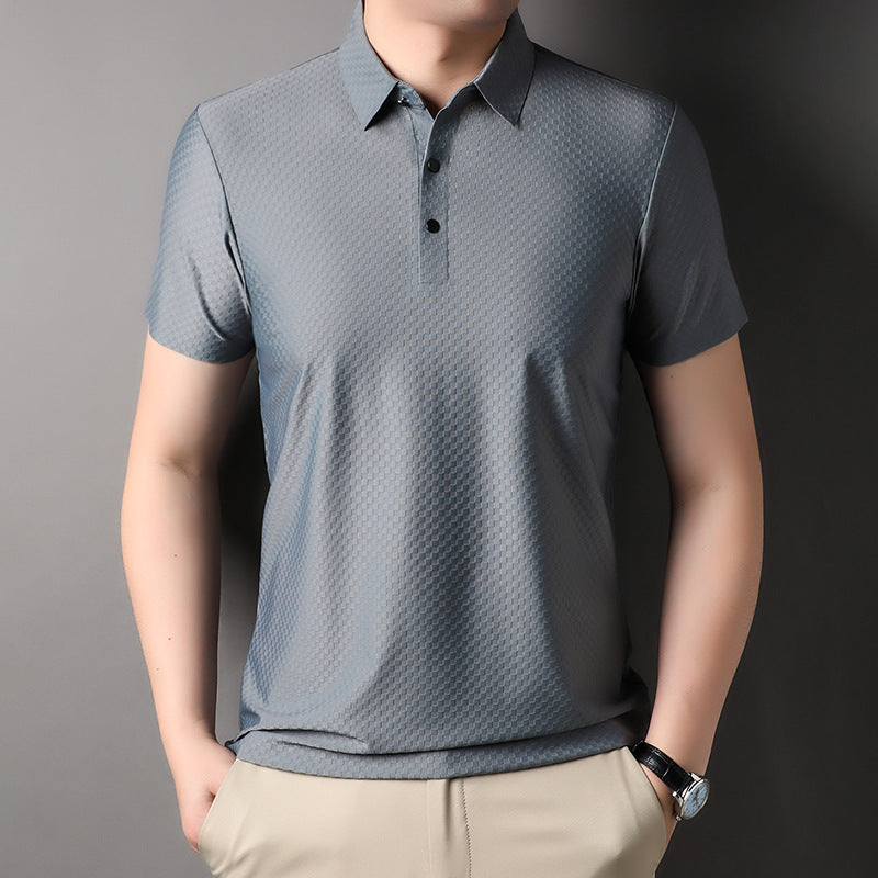 Men's Jacquard Square Short-sleeved Polo Shirt
