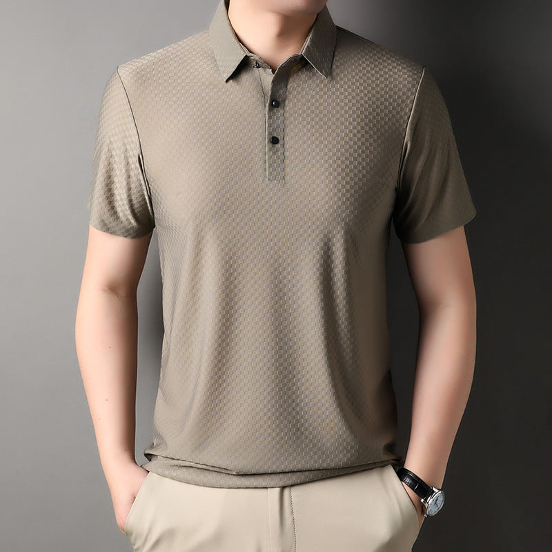 Men's Jacquard Square Short-sleeved Polo Shirt
