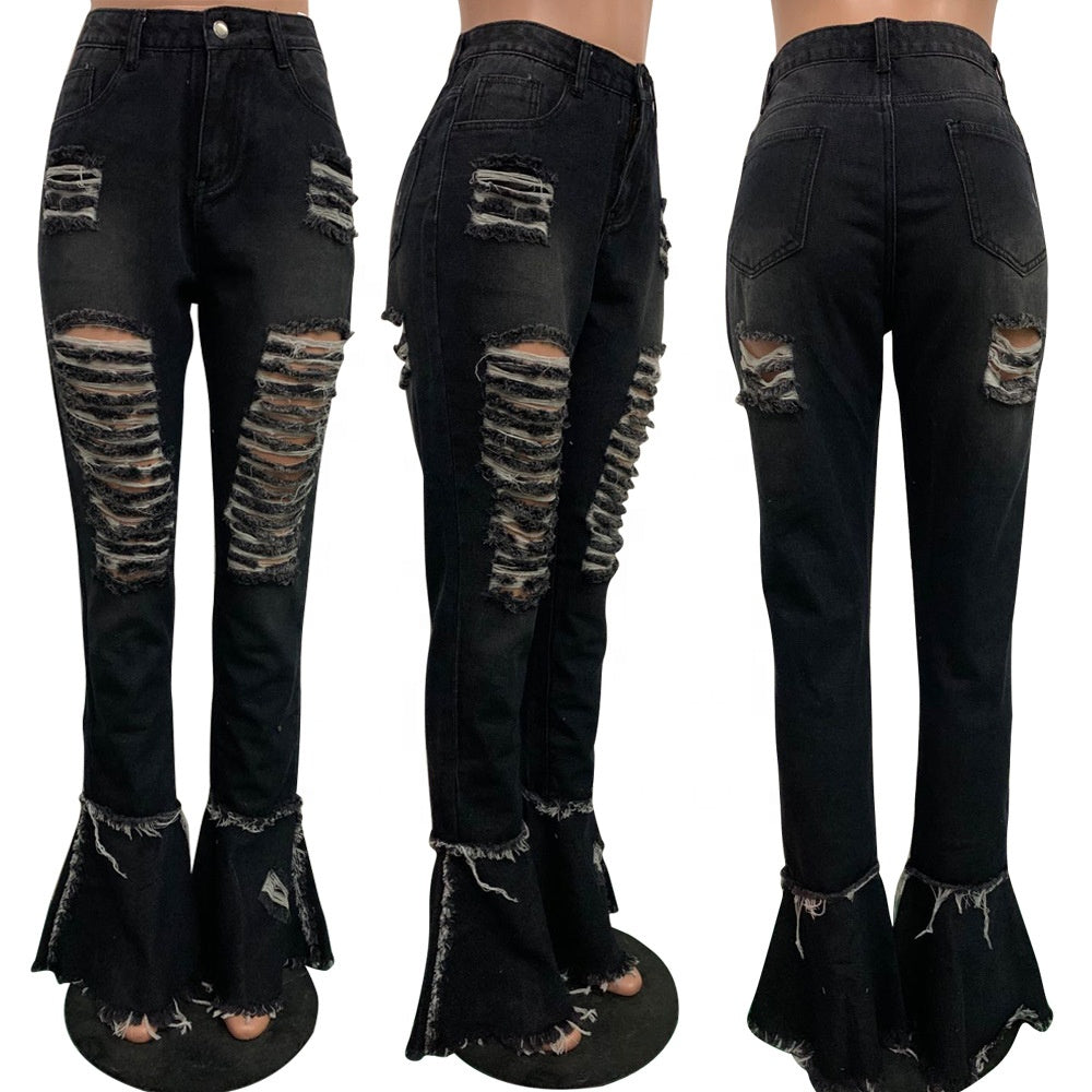 Women's Bell Bottom Slim Fit Oversized Stretch Jeans