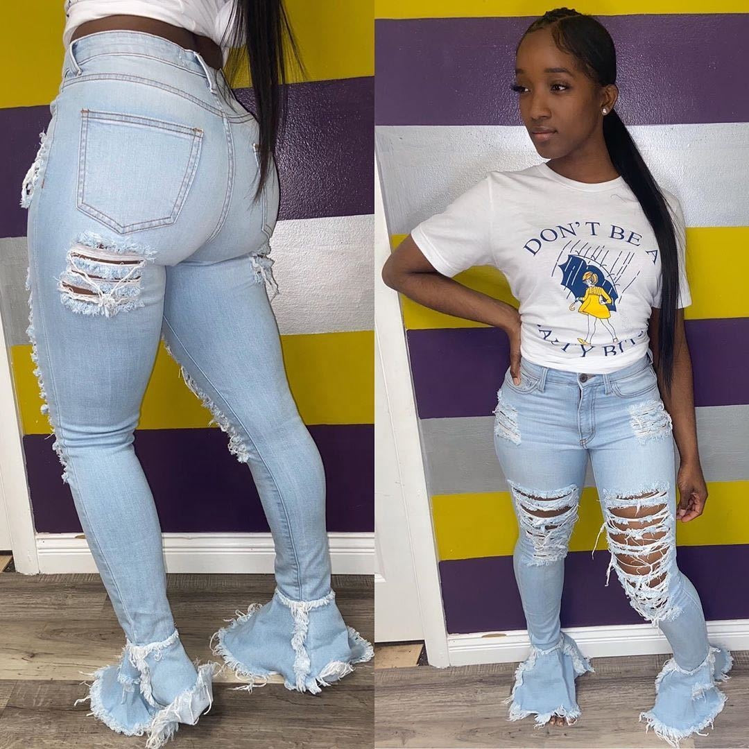 Women's Bell Bottom Slim Fit Oversized Stretch Jeans