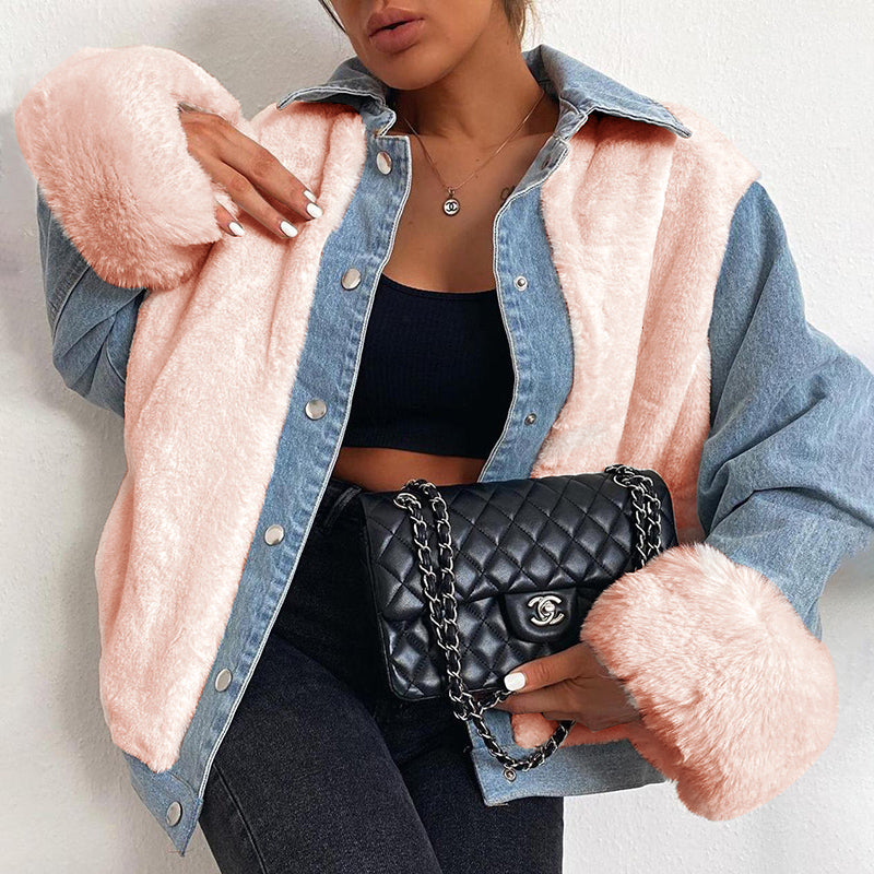 Women's Plush Stitching Autumn Oversize Winter Jackets