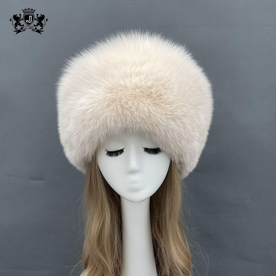 Women's Luxury Warm Russian Fur Hat Real Leather