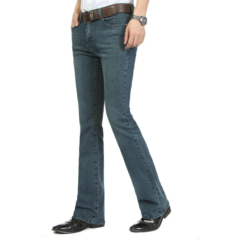 Men's Denim Mid Waist Elastic Slim Boot Cut