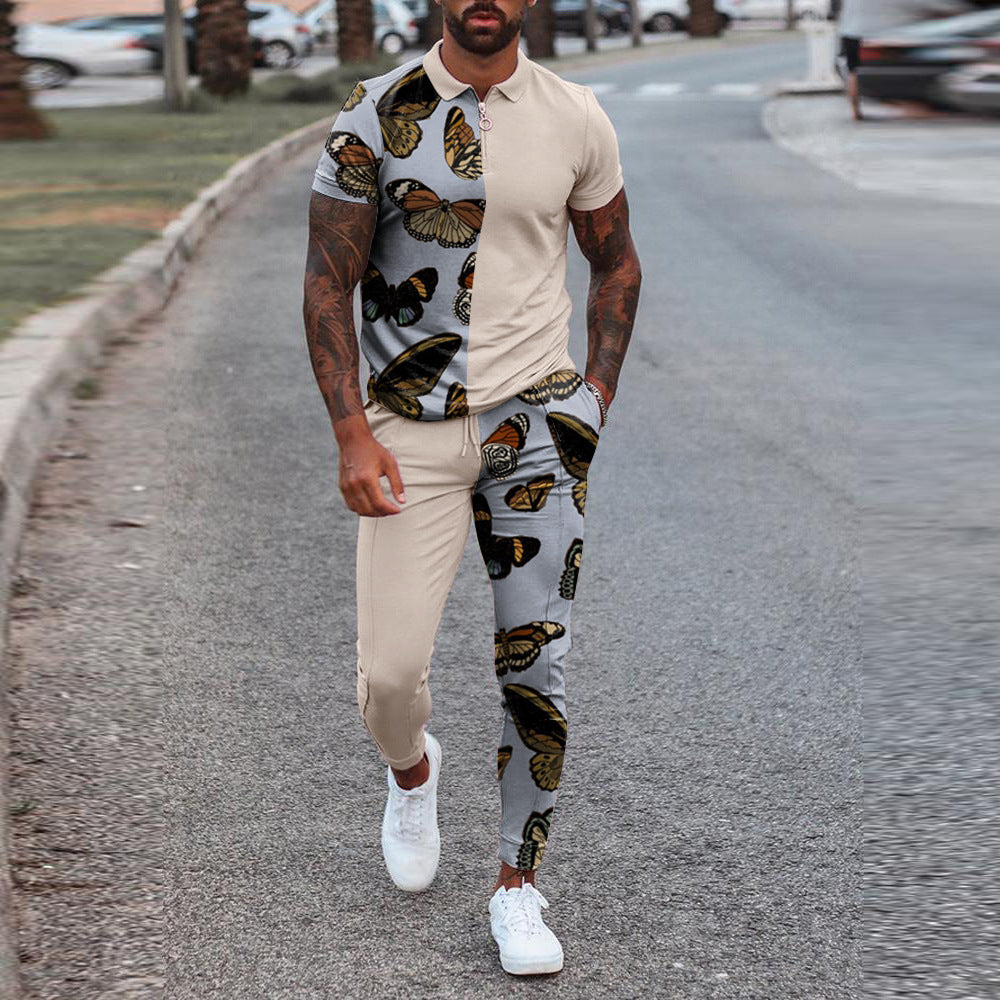 Men's Tracksuit Long Sleeve Polo Shirt Jogger Set