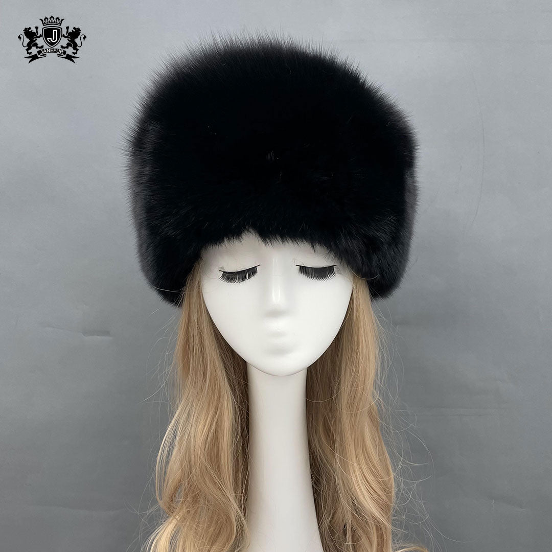 Women's Luxury Warm Russian Fur Hat Real Leather