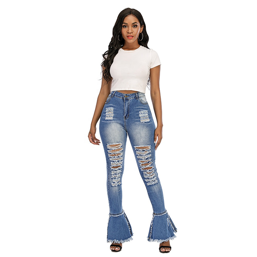 Women's Bell Bottom Slim Fit Oversized Stretch Jeans