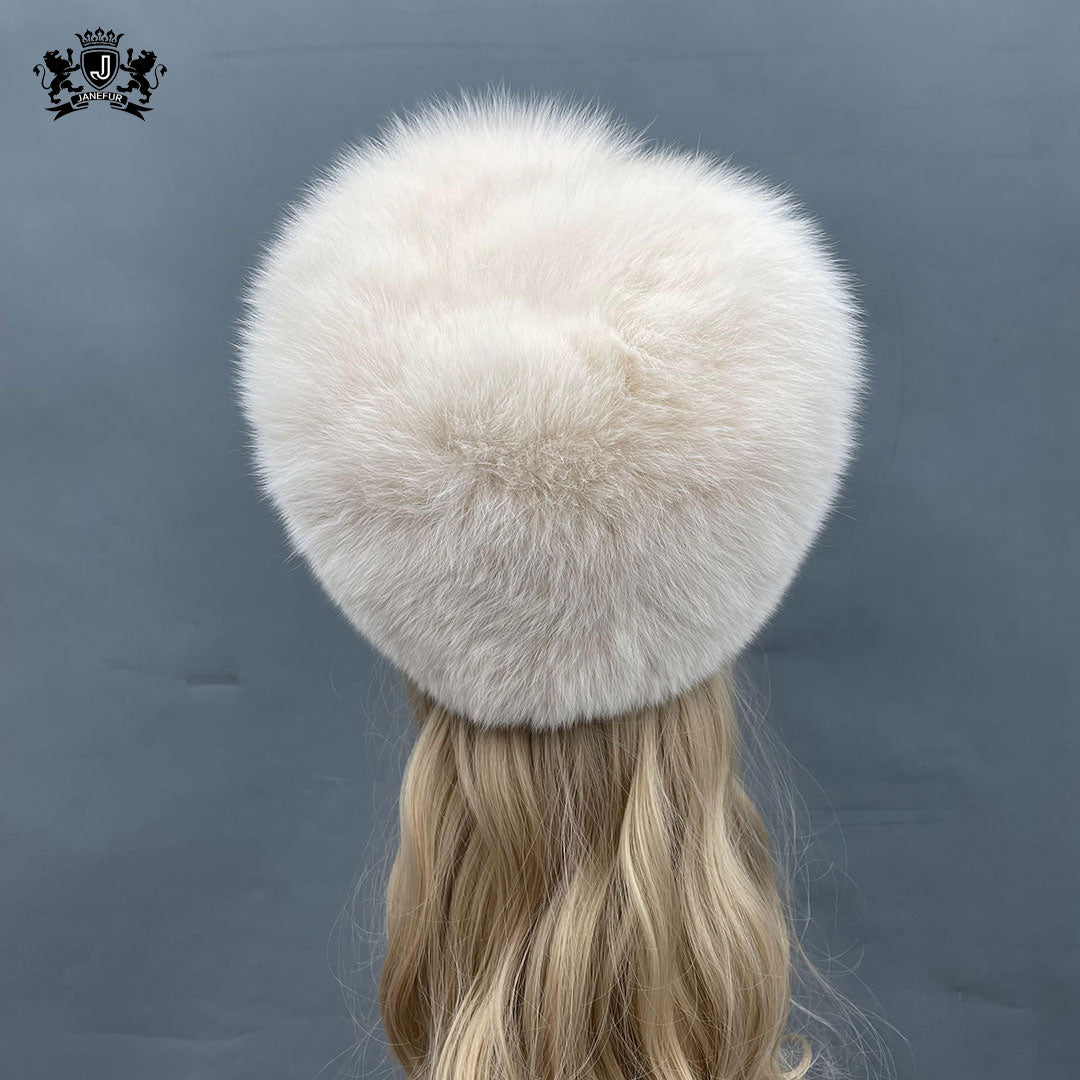 Women's Luxury Warm Russian Fur Hat Real Leather