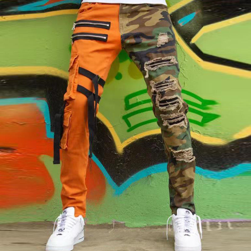 Men's Denim Stacked Ripped Pants