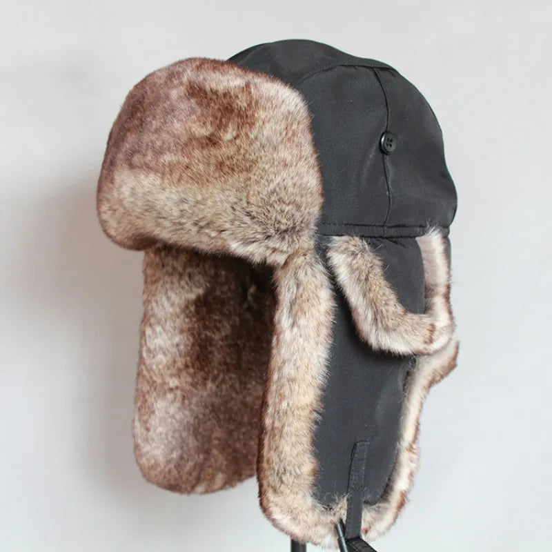 Winter Bomber Hat for Men Faux Fur