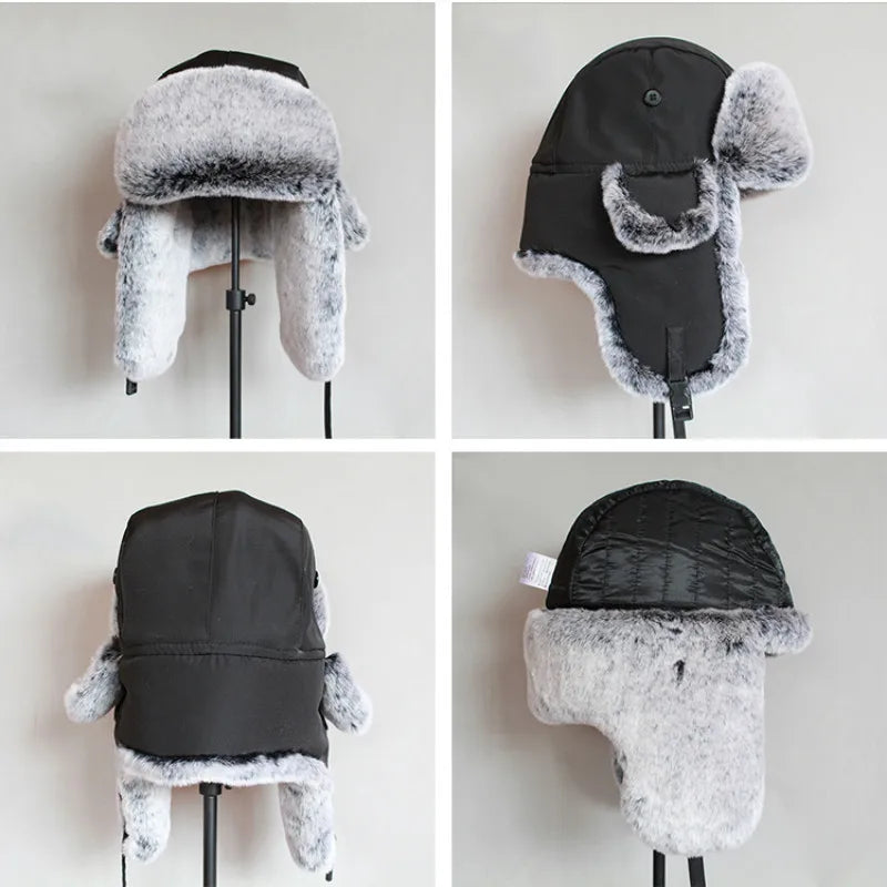 Winter Bomber Hat for Men Faux Fur