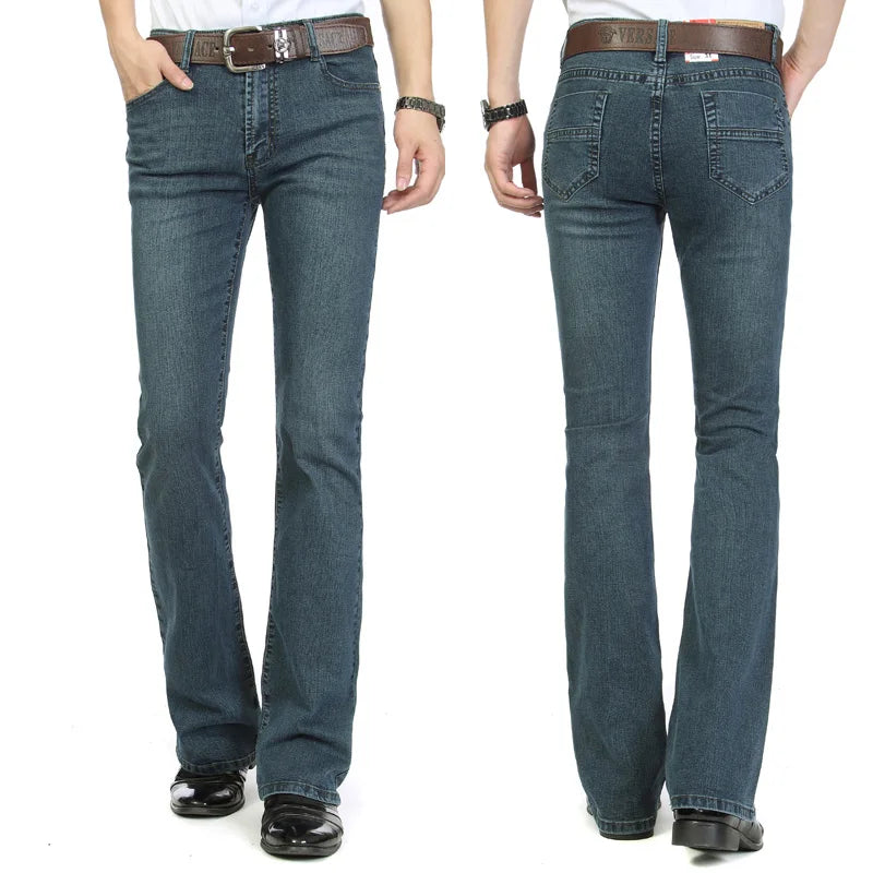Men's Denim Mid Waist Elastic Slim Boot Cut