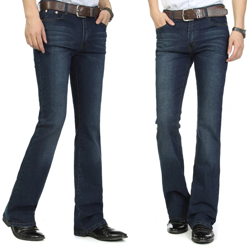 Men's Denim Mid Waist Elastic Slim Boot Cut