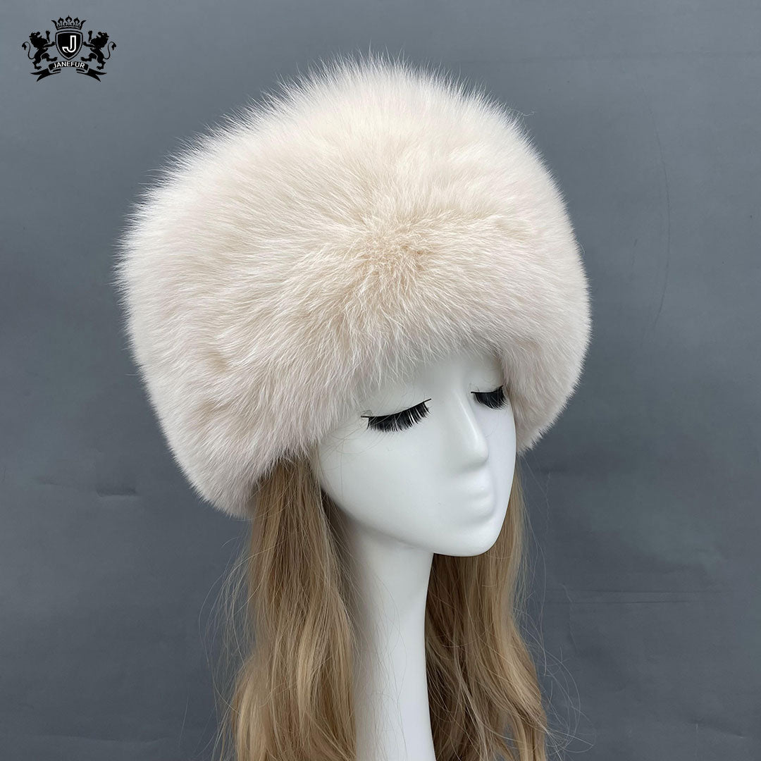 Women's Luxury Warm Russian Fur Hat Real Leather