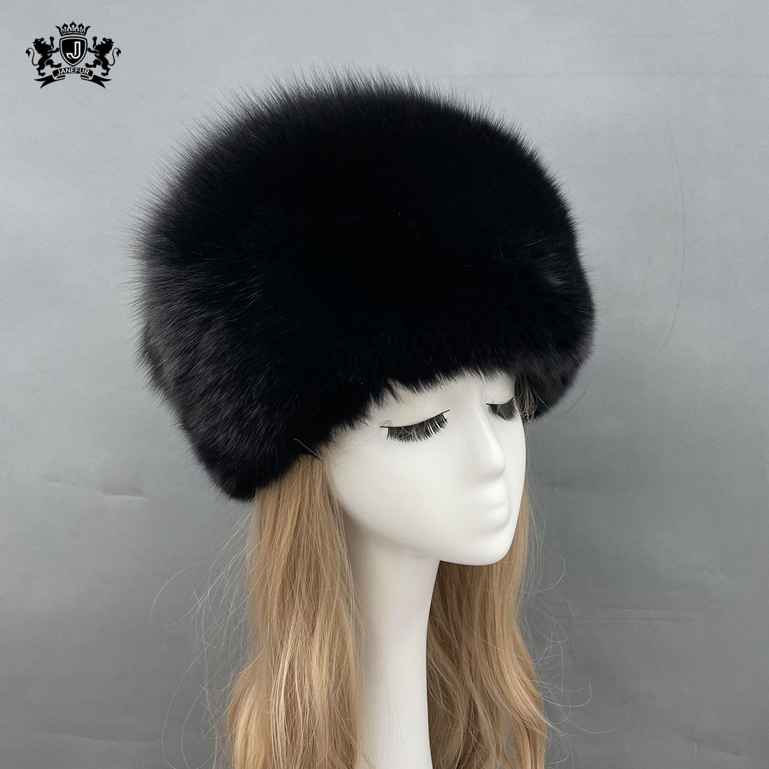 Women's Luxury Warm Russian Fur Hat Real Leather