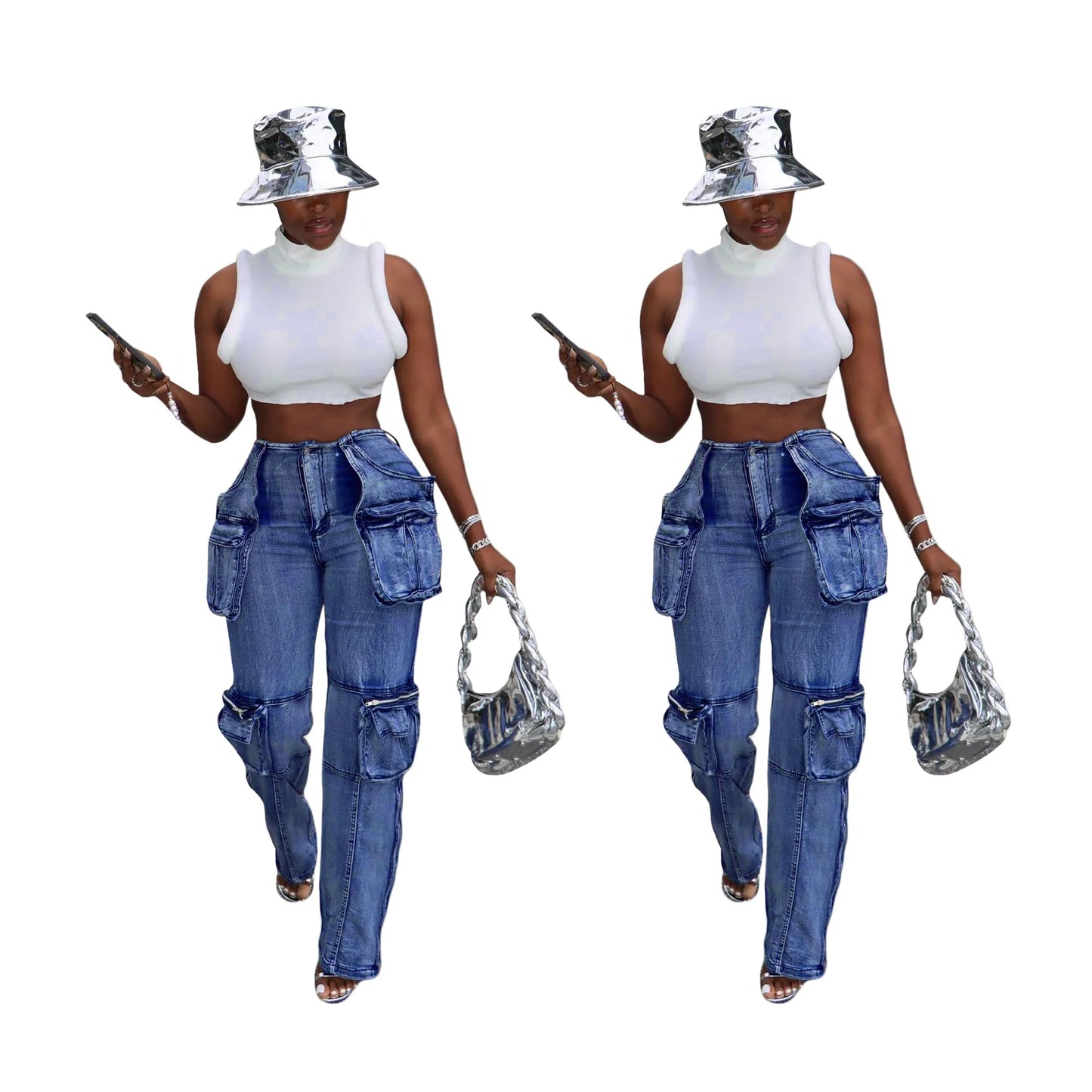 Women's Wide Leg Boyfriend Cargo Jeans