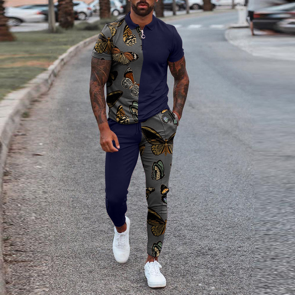 Men's Tracksuit Long Sleeve Polo Shirt Jogger Set