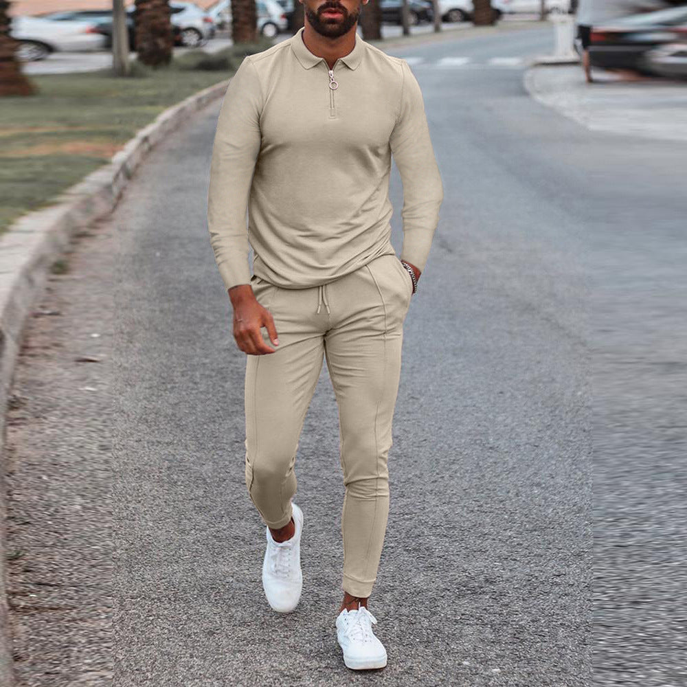 Men's Tracksuit Long Sleeve Polo Shirt Jogger Set