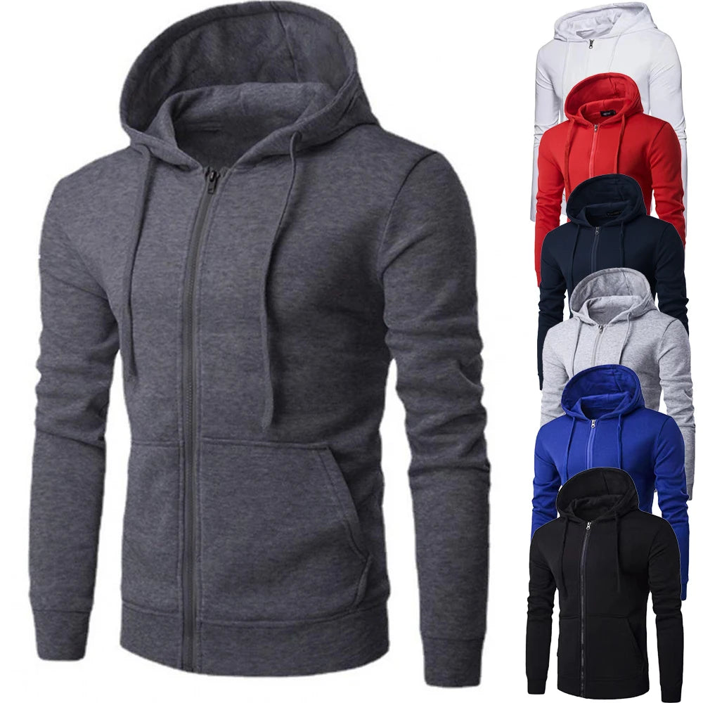 Men Long Sleeve Jacket Hoodie Jacket with Zipper