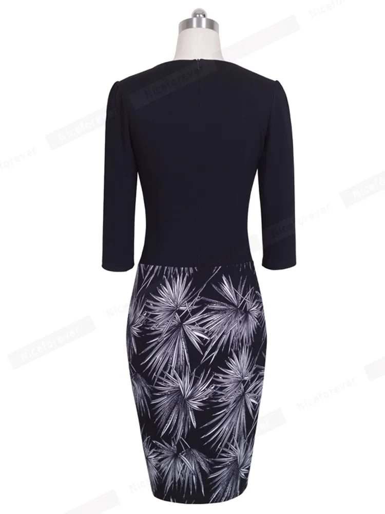 Women's One-Piece Faux Jacket Vintage Sheath Dress