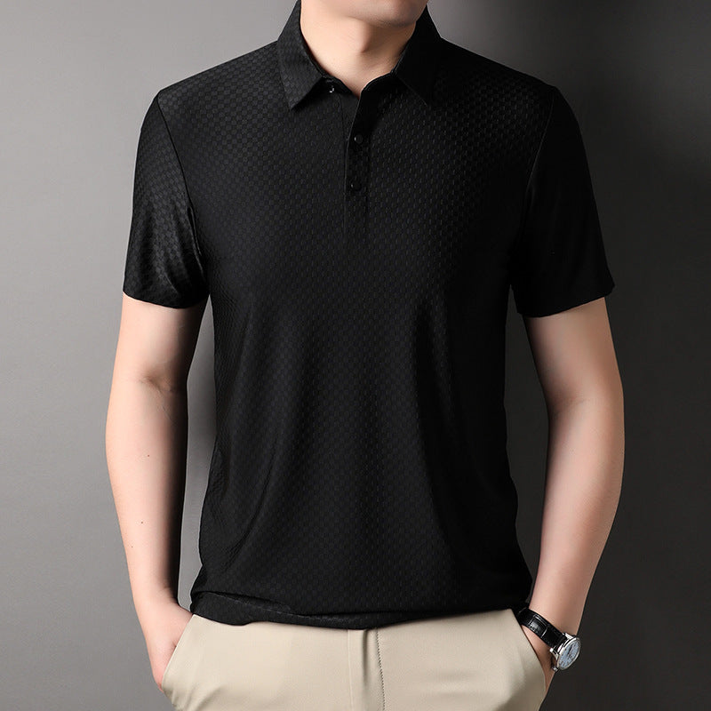 Men's Jacquard Square Short-sleeved Polo Shirt