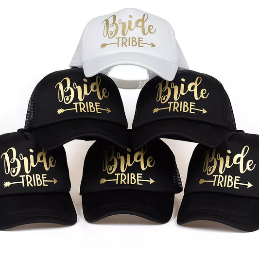 Bride Tribe Bachelorette Snapback Trucker Hat Cap Team Bride Gold Letters Arrow Bride to Be Bride Tribe Baseball Hats