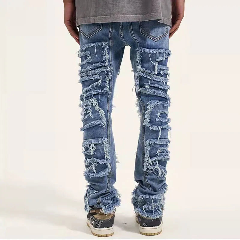 Retro Hole Ripped Distressed Jeans for Men