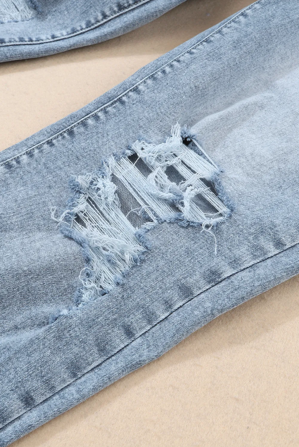 Jeans with ripped details, light blue