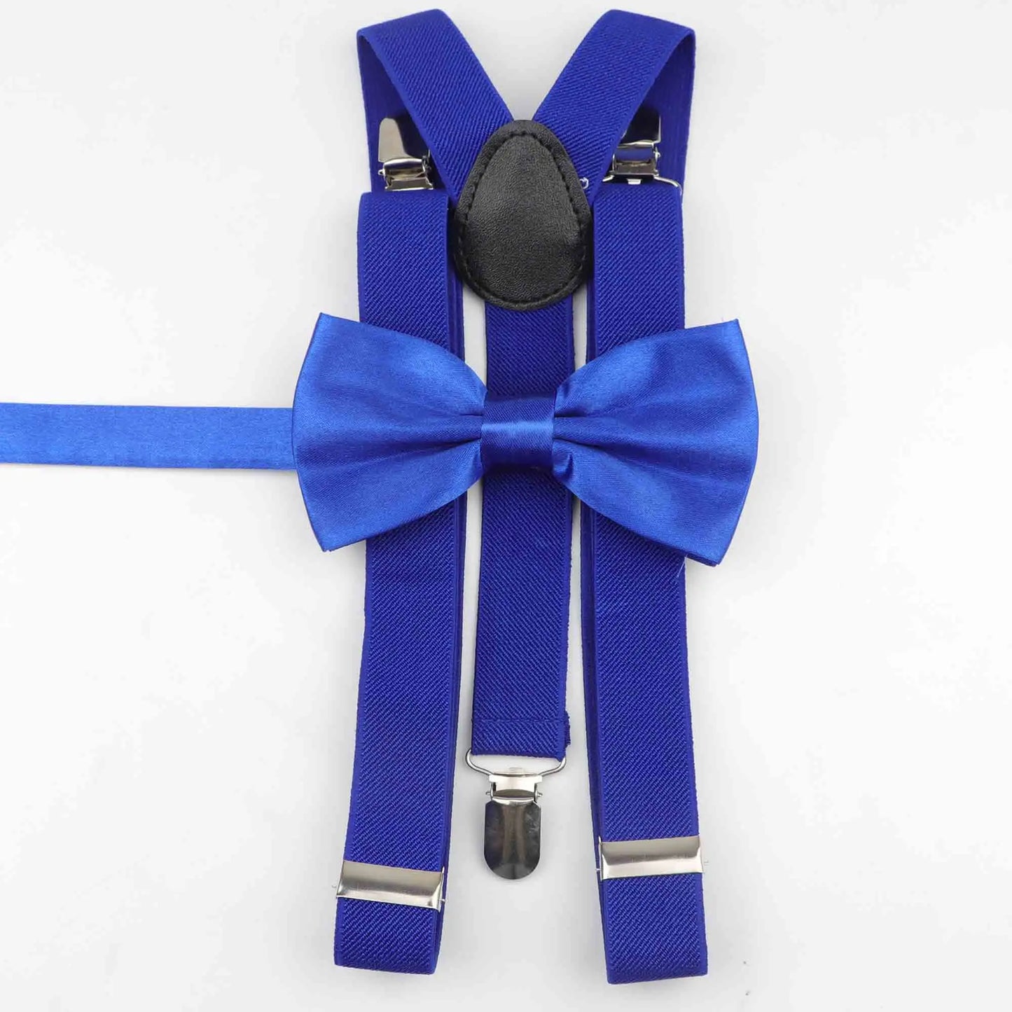 Solid Color Man's Belt Bowtie Set Men Women Suspenders Polyester Y-Back Braces Two Colors Bow Tie Adjustable Elastic