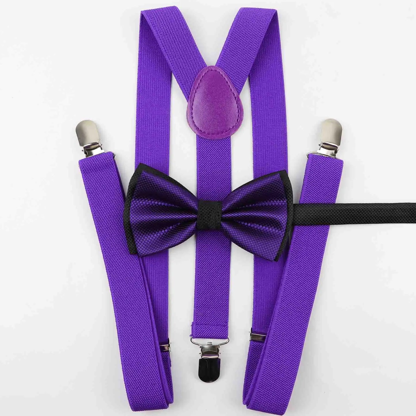 Solid Color Man's Belt Bowtie Set Men Women Suspenders Polyester Y-Back Braces Two Colors Bow Tie Adjustable Elastic