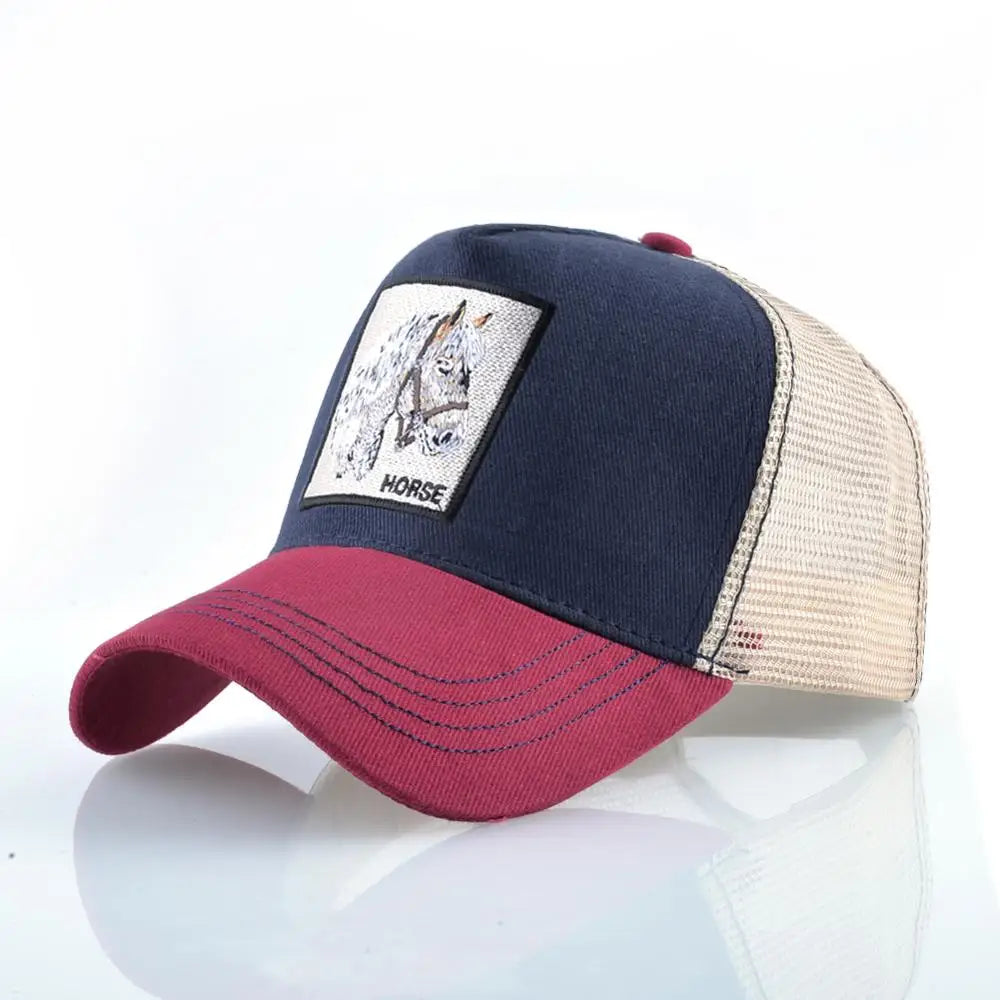 Men's Snapback Caps Summer Breathable Baseball Cap Women Cool Streetwear Wolf Embroidery Trucker Bones Unisex Hip Hop Hats Male