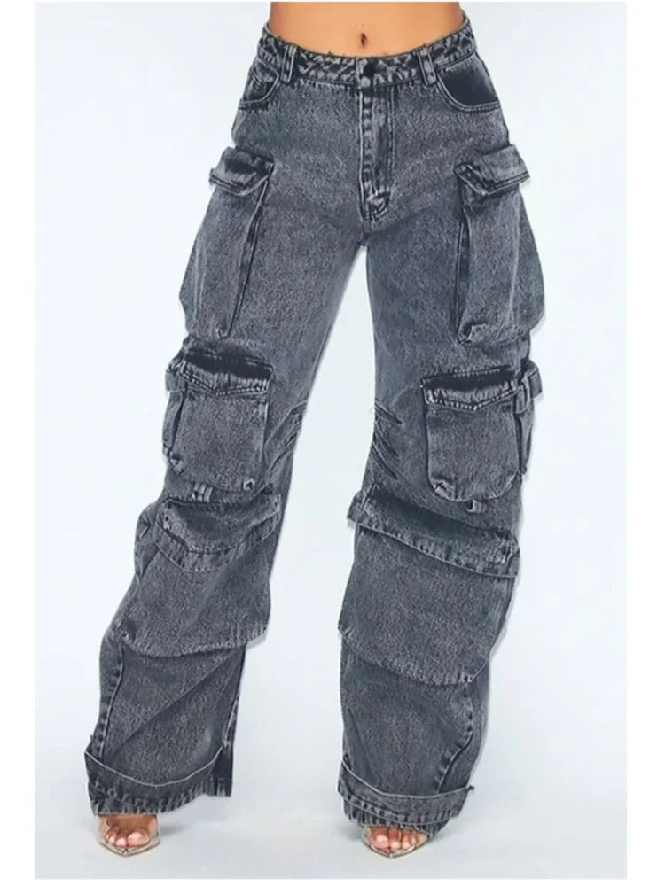 Multi-Pocket Loose Jeans