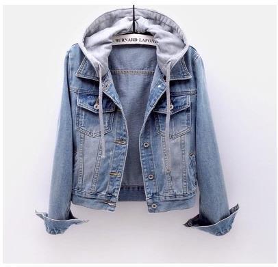 Casual Blue Plus Size Jean Ladies Hoodie Denim