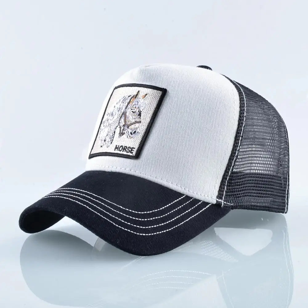 Men's Snapback Caps Summer Breathable Baseball Cap Women Cool Streetwear Wolf Embroidery Trucker Bones Unisex Hip Hop Hats Male