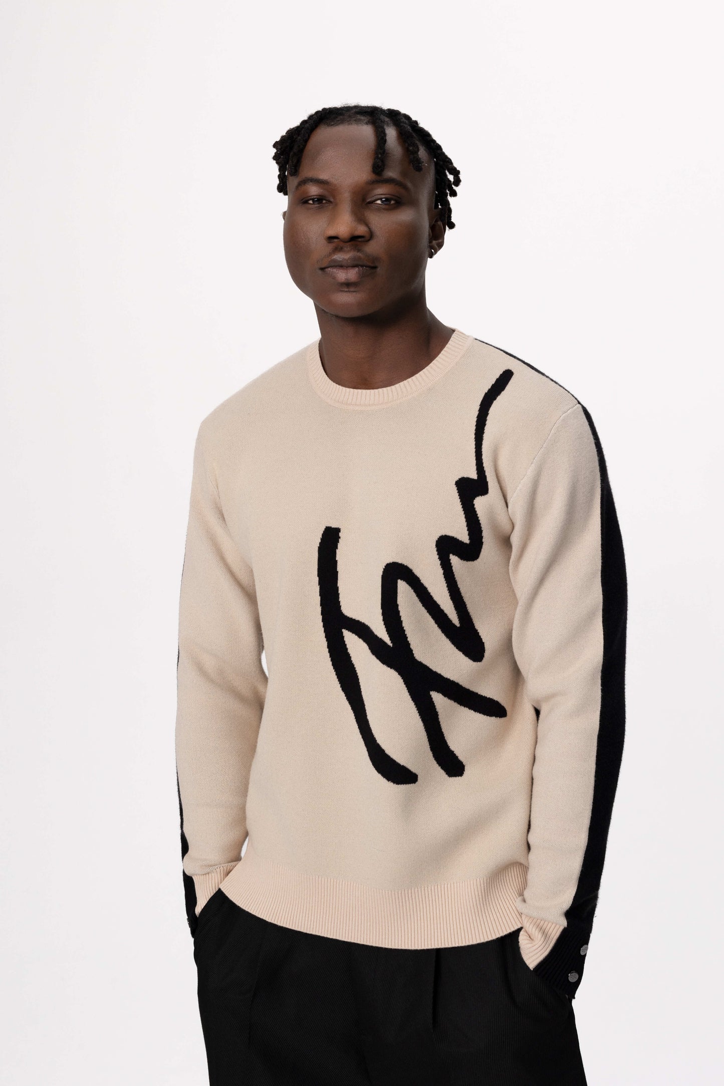 Jacquard fine knit sweater