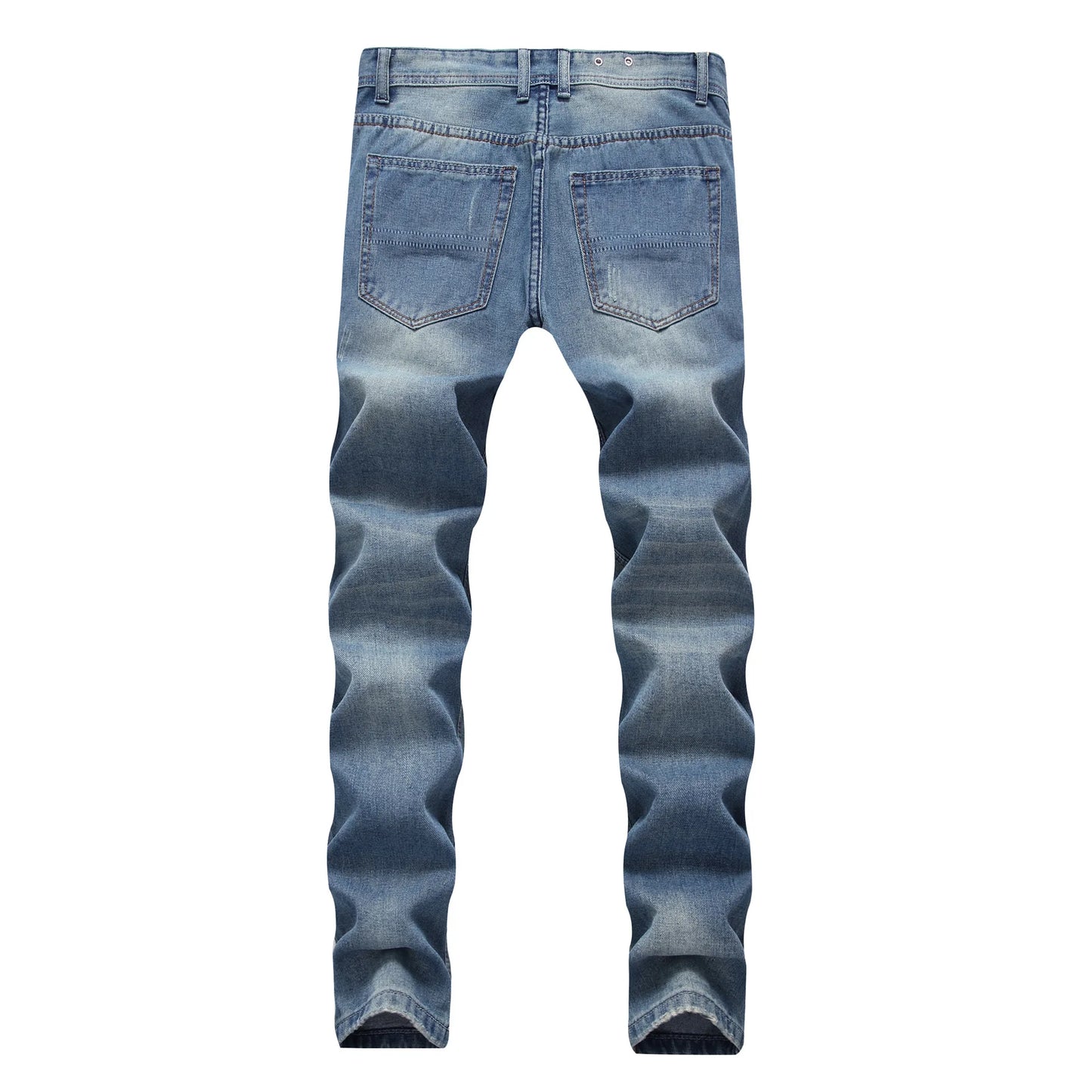 Ripped Denim Jeans for Men Straight Slim