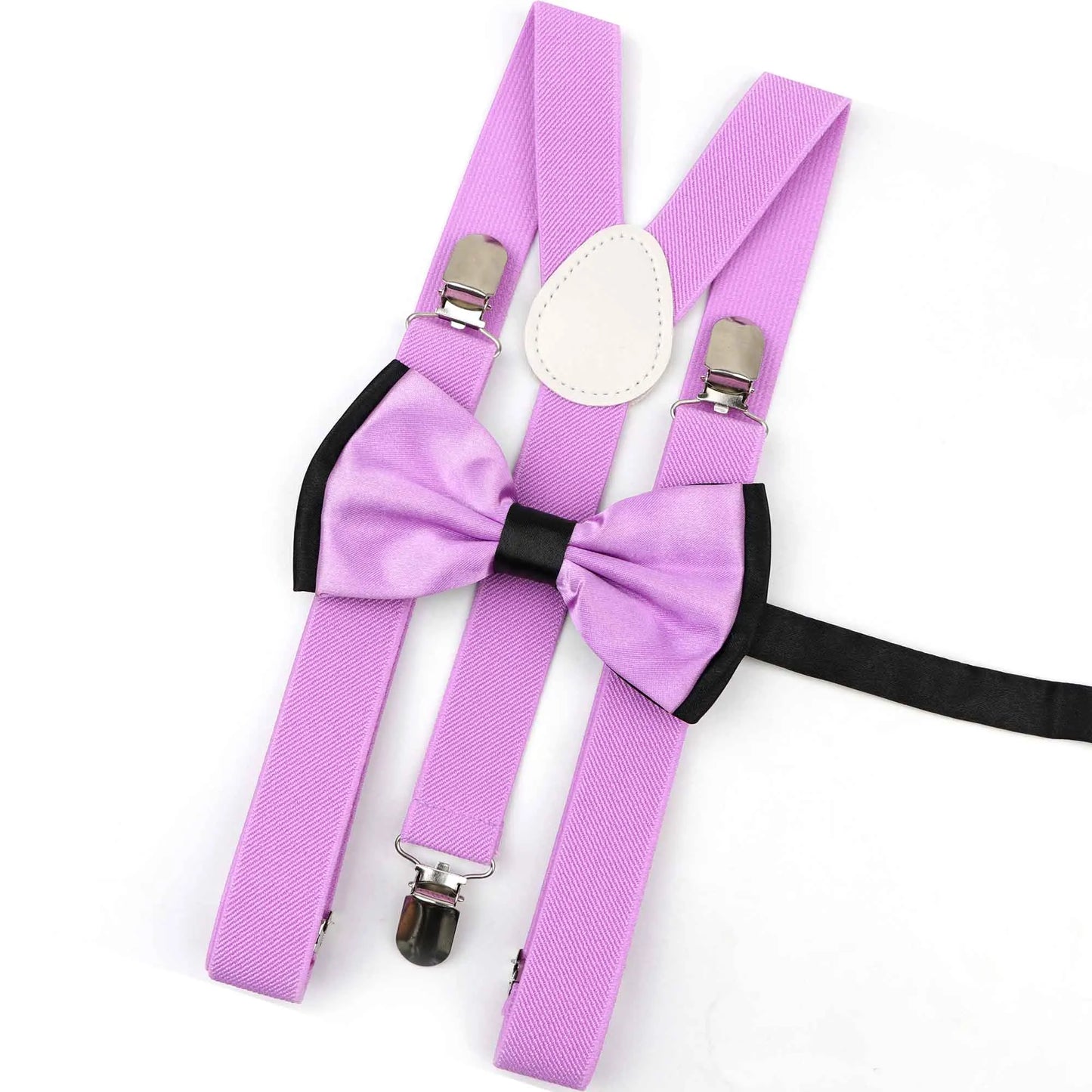 Solid Color Man's Belt Bowtie Set Men Women Suspenders Polyester Y-Back Braces Two Colors Bow Tie Adjustable Elastic