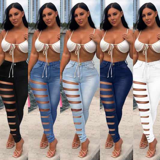 2022 Hot Selling New Women's Fashion Women Ripped Jeans Denim Pants Jeans