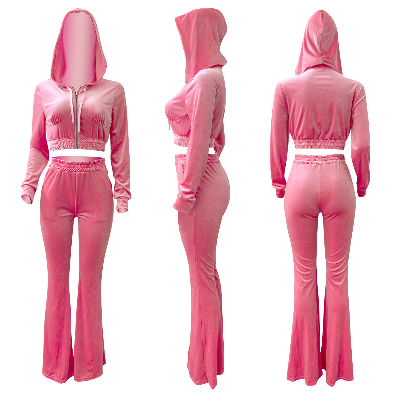 NS37 Velvet Womens Hoodie and Sweatpants Joggers Track Sweat Suit Fall Women Sets Two Piece