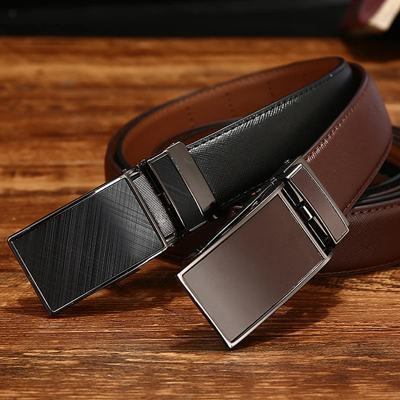 [DWTS]Belt Male Men's Belt  Genuine Leather Strap Luxury Brand Automatic Buckle Belts for Men Belts Cummerbunds  Cinturon Hombre