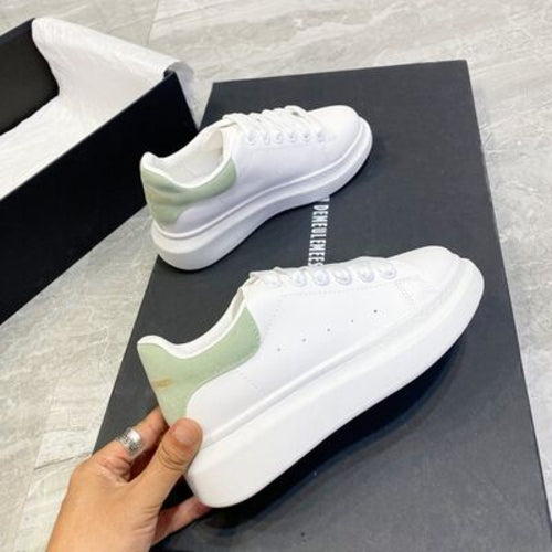 Leather Lace Up Round Toe Platform Sneakers