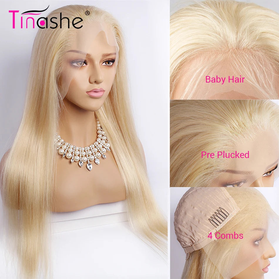 Tinashe Blonde Lace Front Wig Human Hair Remy Blonde Wig Straight Human Hair Wigs HD Transparent Lace Wigs 613 Lace Frontal Wig