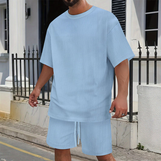 Men's Crew Neck Shirt Shorts Casual Set