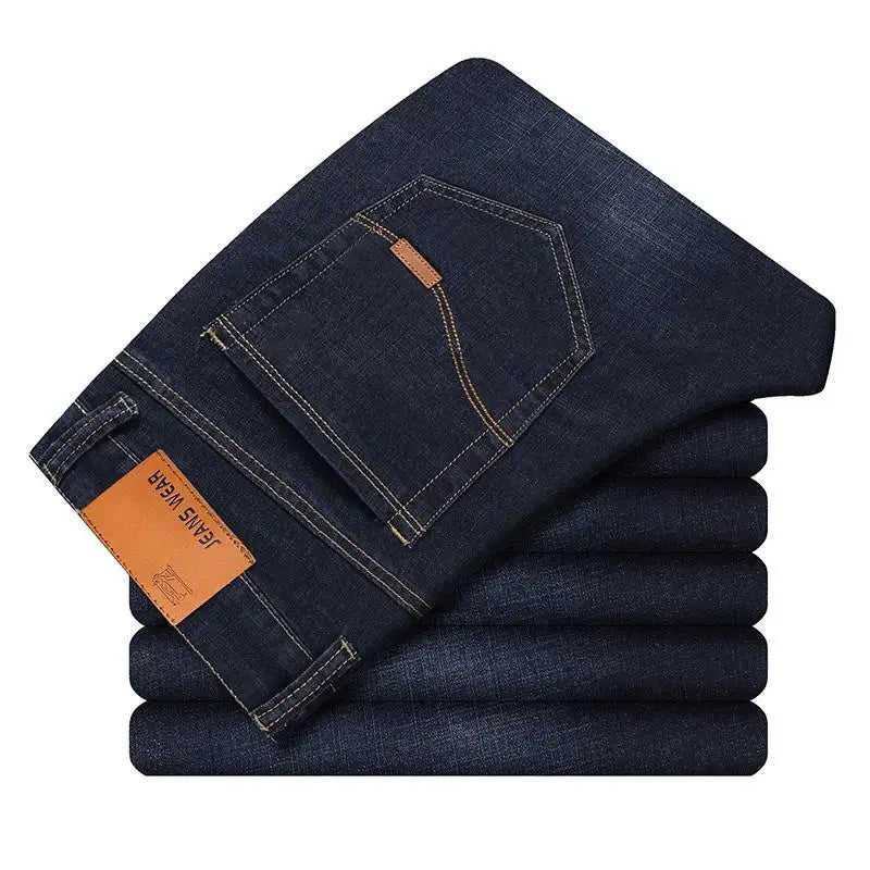 Men Slim Jeans Business Casual Denim Slim Pants