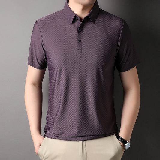 Men's Jacquard Square Short-sleeved Polo Shirt