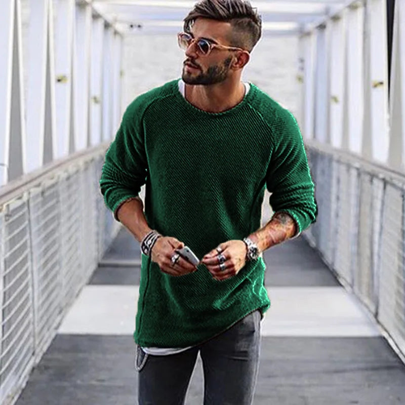 Autumn Casual Solid O Neck Sweater Men Pullover Sweaters Casual Jumper Male Knitted