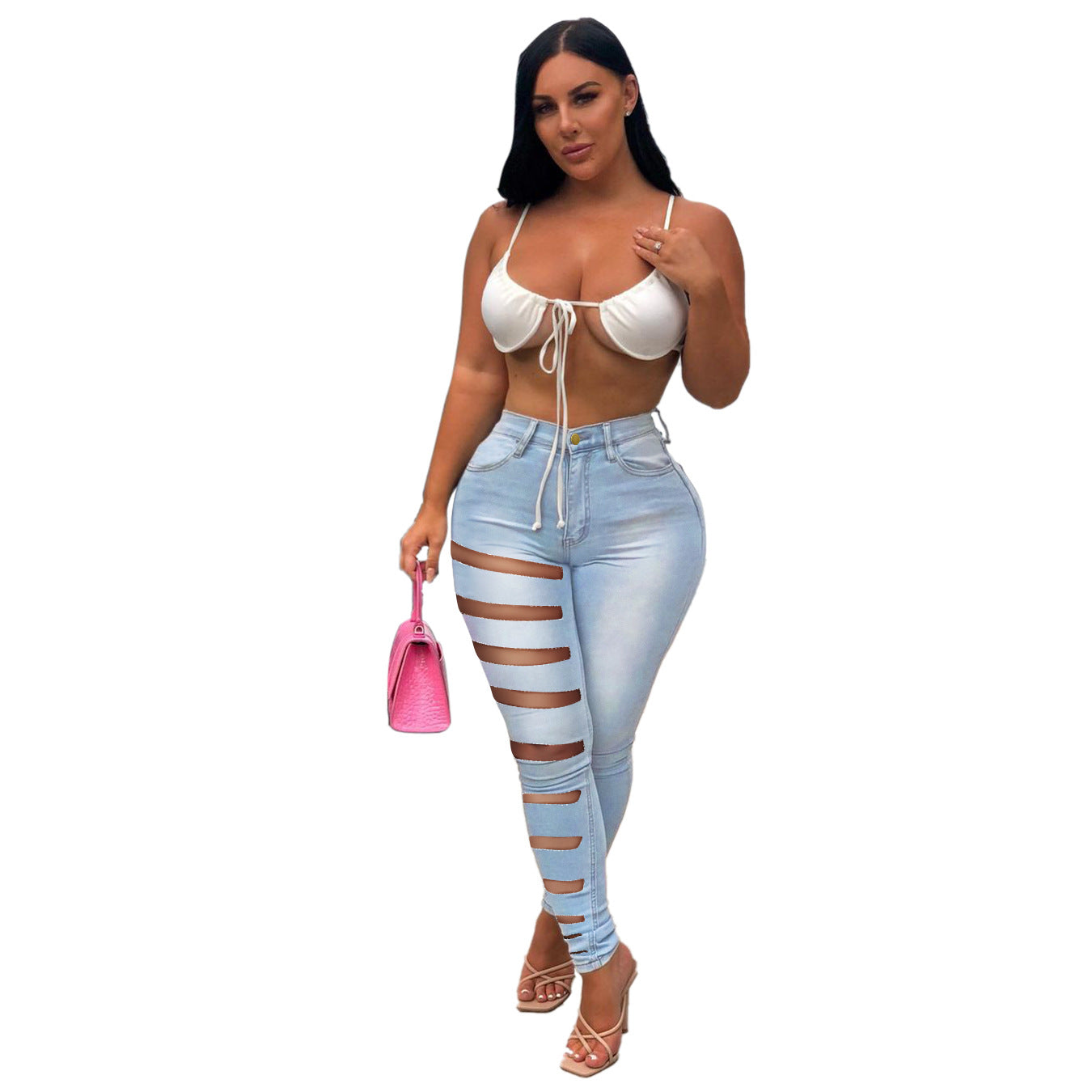 2022 Hot Selling New Women's Fashion Women Ripped Jeans Denim Pants Jeans