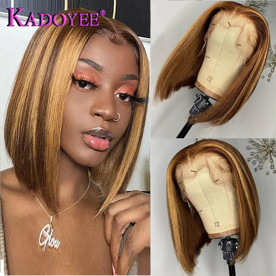 13x4 Straight Lace Front Wigs Human Hair Short Bob Wigs Highlight Wig Human Hair Brazilian Bob Wig Human Hair Lace Frontal Wig